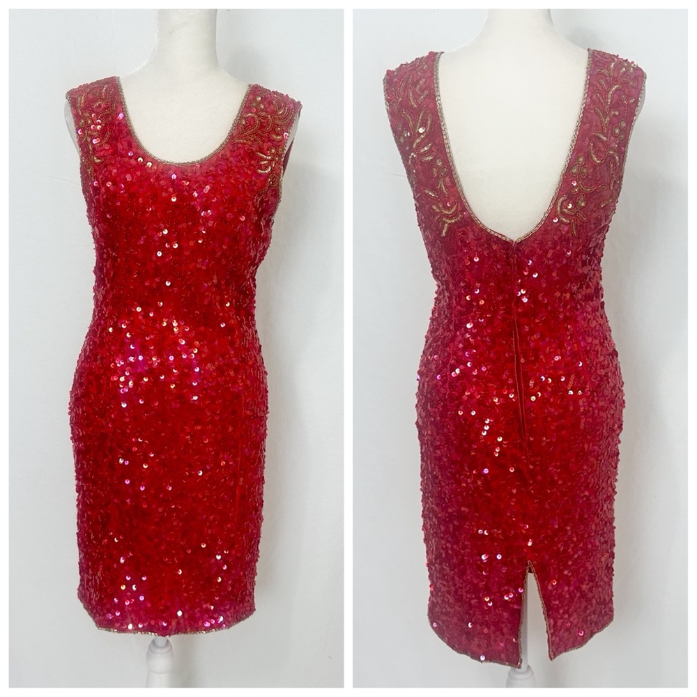 Vintage Red Sequin Mini Dress